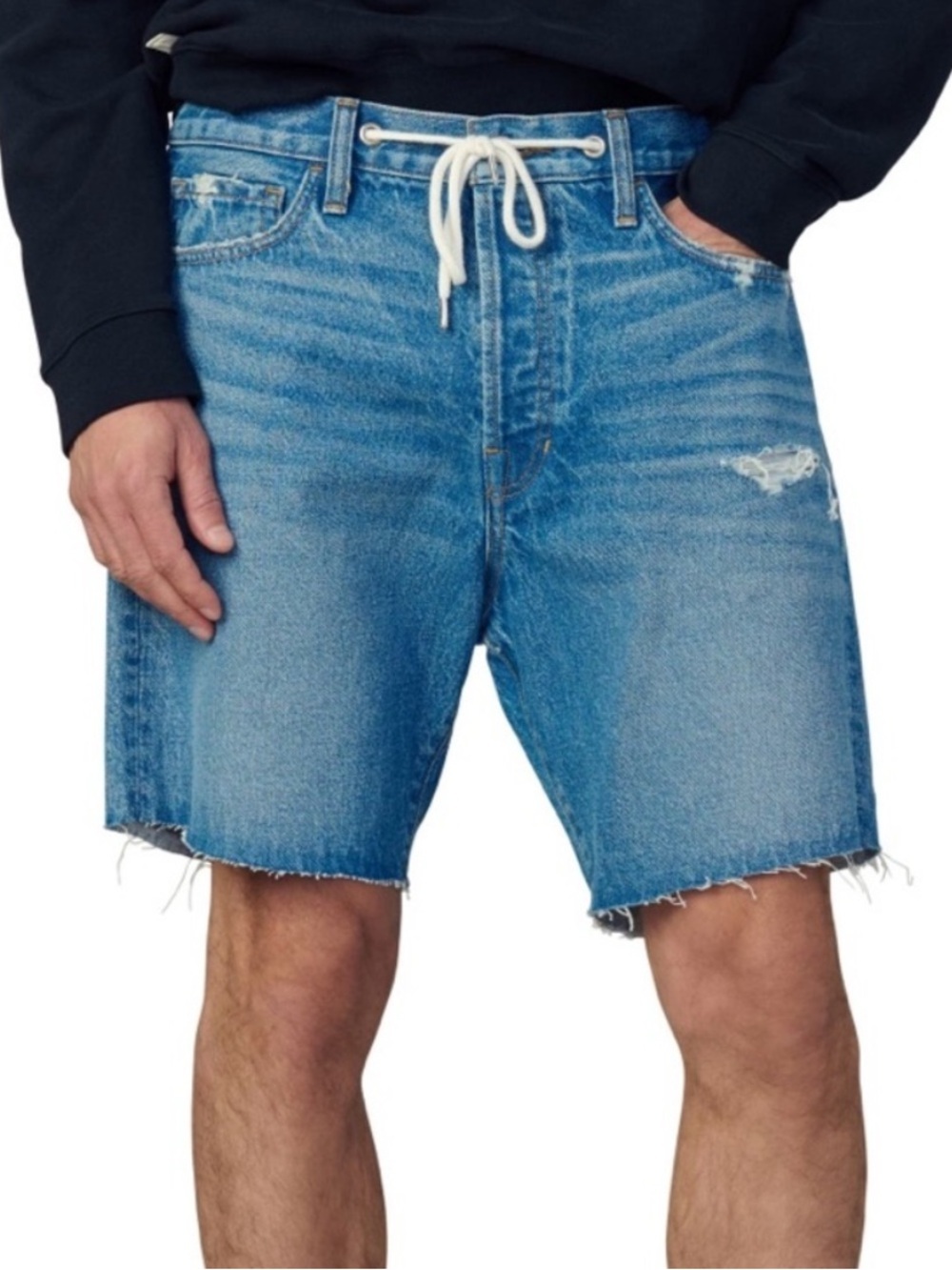 🌻NEW w/tag Joe's Jeans Drawstring Denim Shorts Raw Hem Distressed Blue Short 28